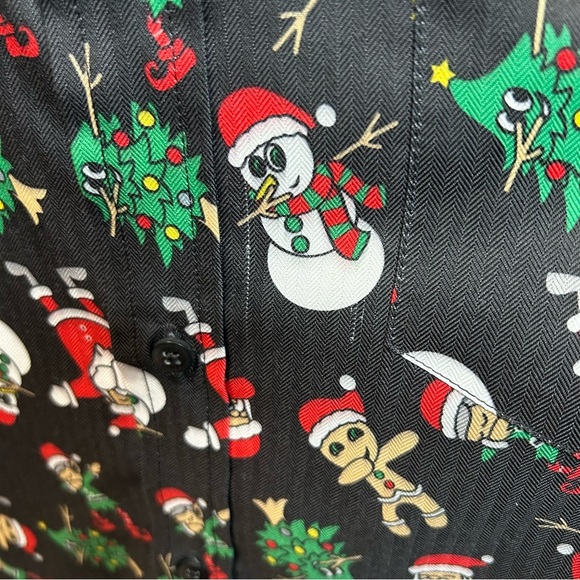Christmas Button Up Long Sleeve Dress Shirt Santa Snowman Elf George Mens 2XL - Picture 6 of 10